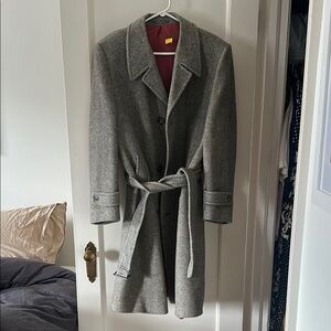 Gray Wool Belted Coat